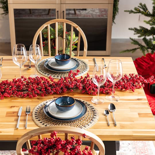 Glitzhome® 6ft. Christmas Red Berries Garland, Set of 2